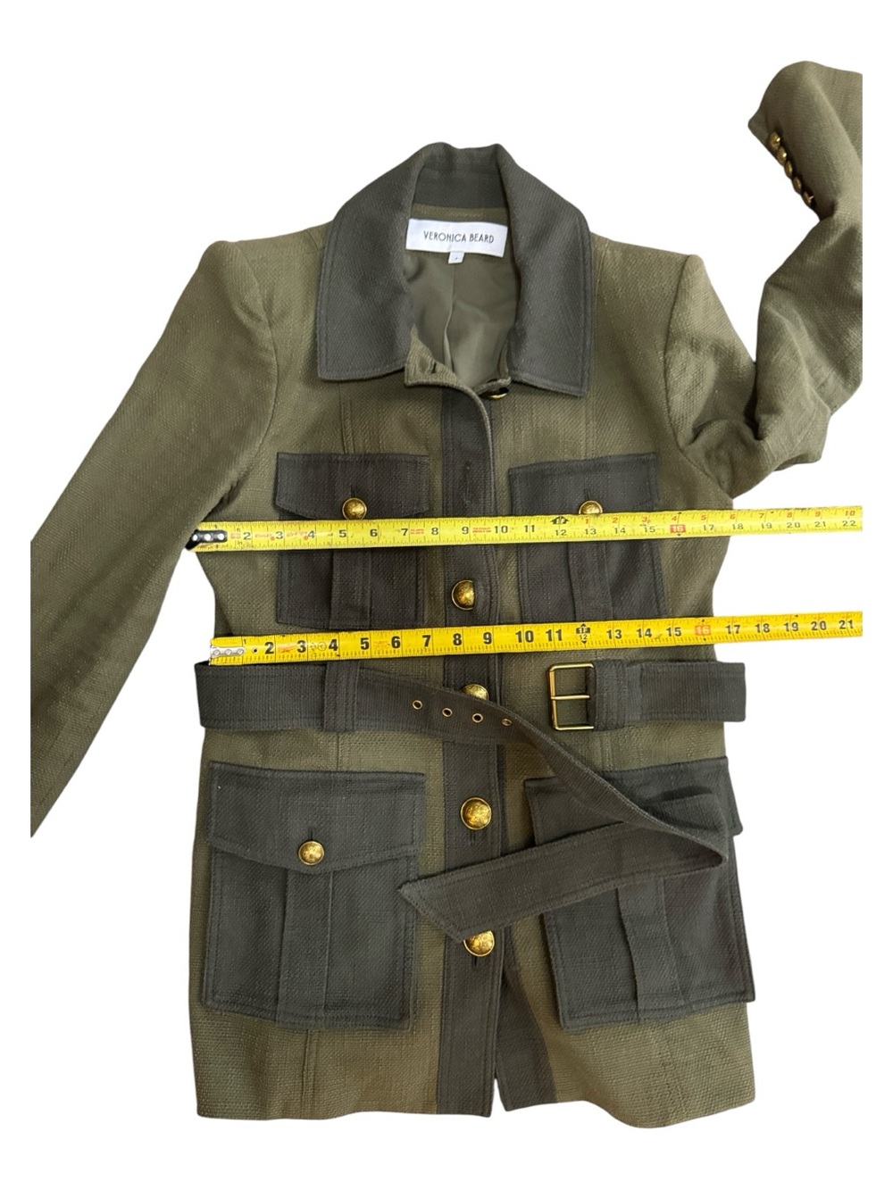 Veronica Beard Sonoma in Army & Loden Olive Military-Style Belted Jacket Size 6 - Picture 12 of 16